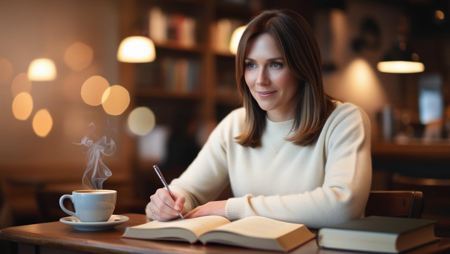 a person studying in a cozy setting of a coffee shop a person studying in a cozy setting of a coffee shop